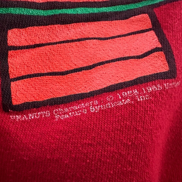 Vintage 80s 90s Womens Tultex Peanuts Snoopy Christmas Sweatshirt Large - Picture 3 of 7